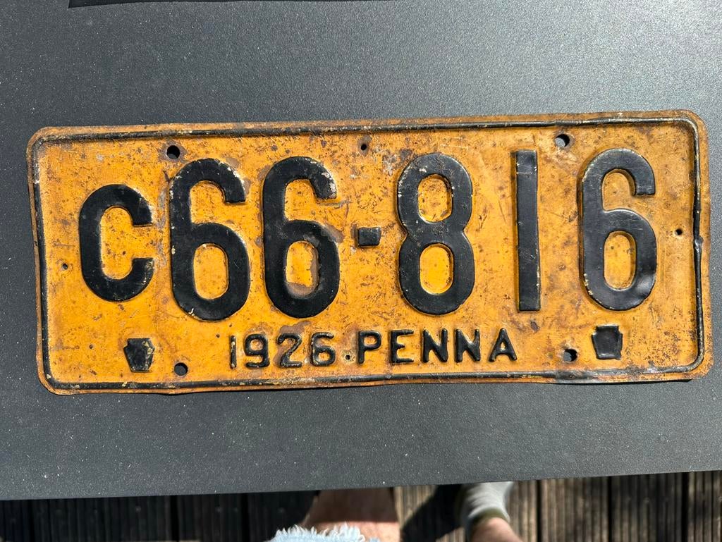 Te koop 100 jaar oud nummerbord uit USA, Ophalen of Verzenden, Gebruikt