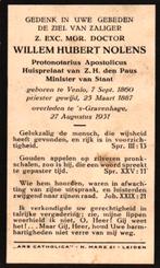 Nolens Willem Hubert Venlo 1860-1931 's-Gravenhage, Verzamelen, Bidprentjes en Rouwkaarten, Ophalen of Verzenden