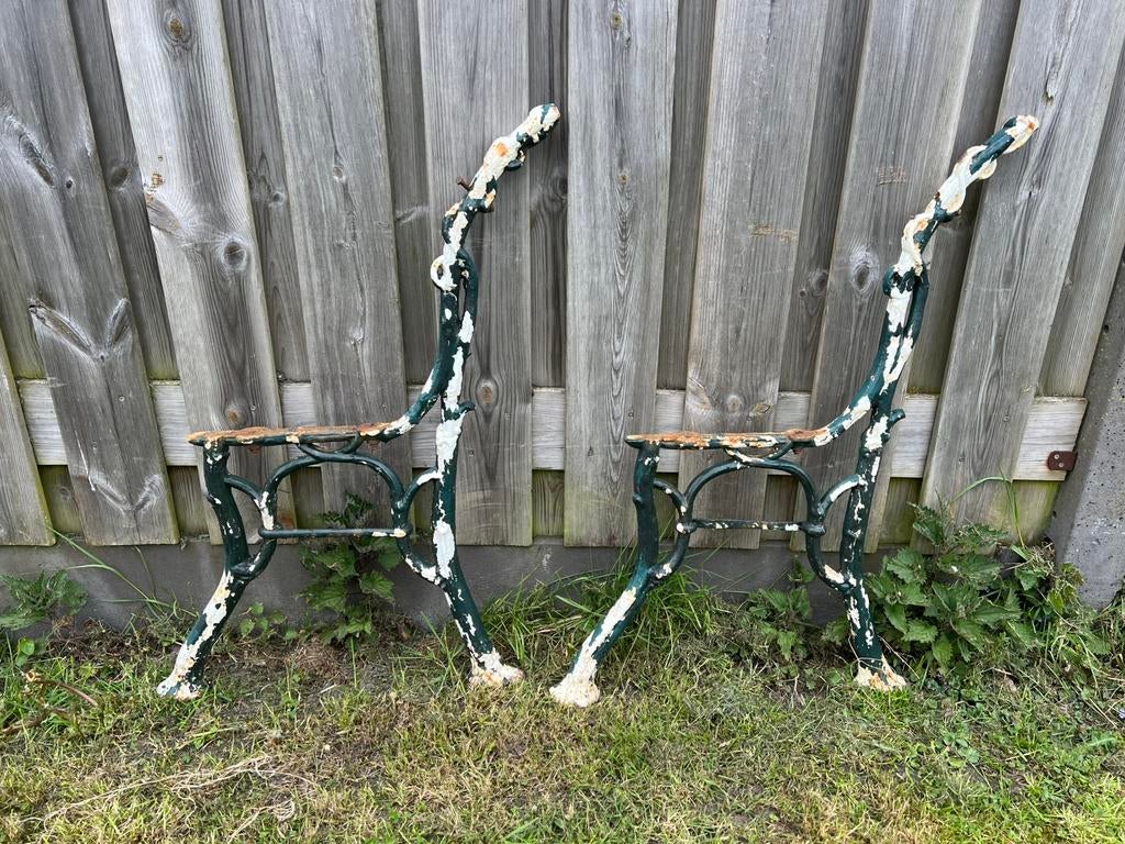SET ANTIEKE ZIJSTUKKEN PARKBANK, Tuin en Terras, Tuinbanken, Ophalen, Gebruikt, Metaal
