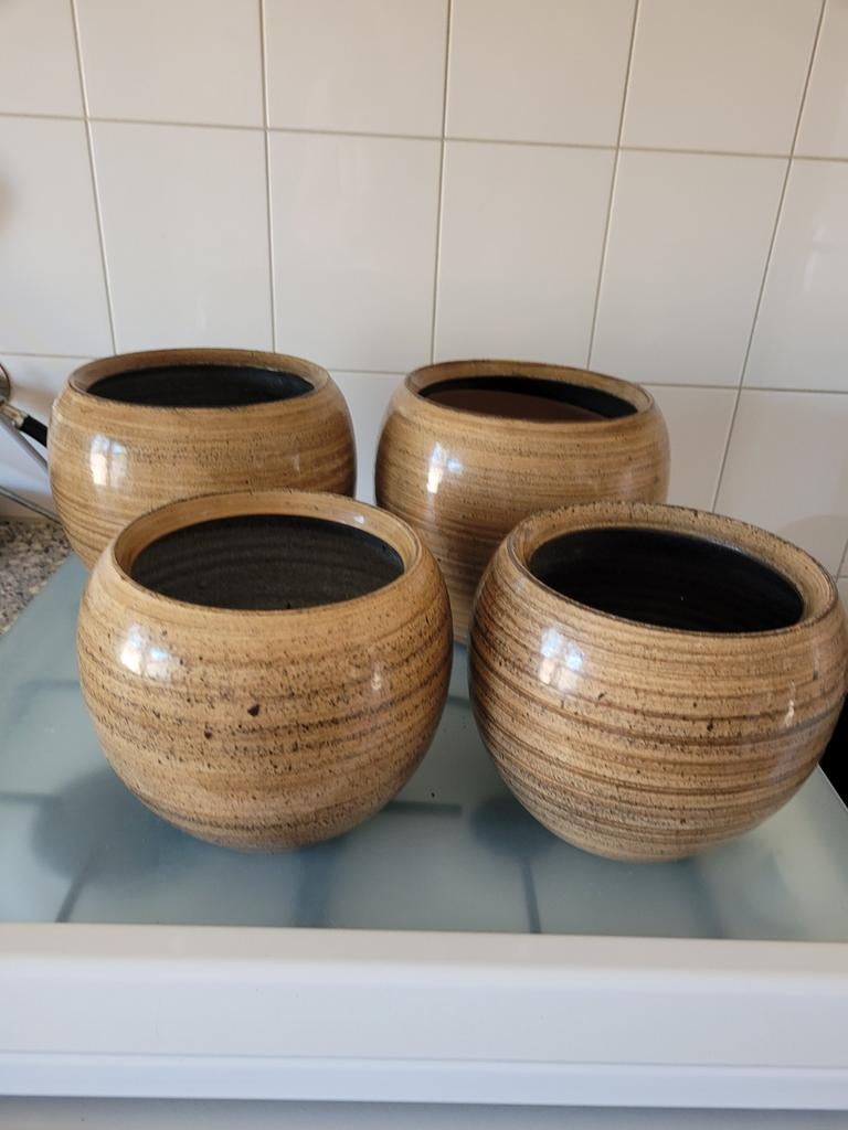 Set van 4 binnenpotten: 2 grote en 2 kleine Cresta potten, Ophalen, Gebruikt, Rond, Binnen