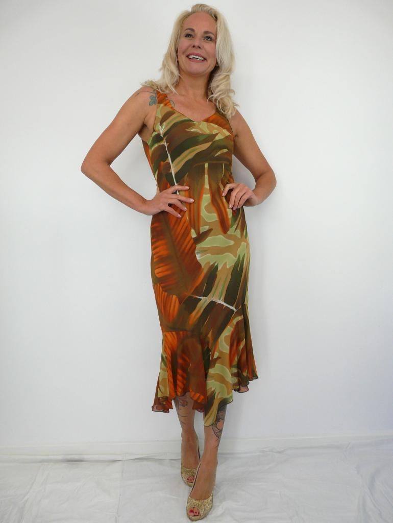 *Abfab Vintage Elegante Midi lengte Jurk M*, Maat 38/40 (M), Ophalen of Verzenden, Zo goed als nieuw, Onder de knie