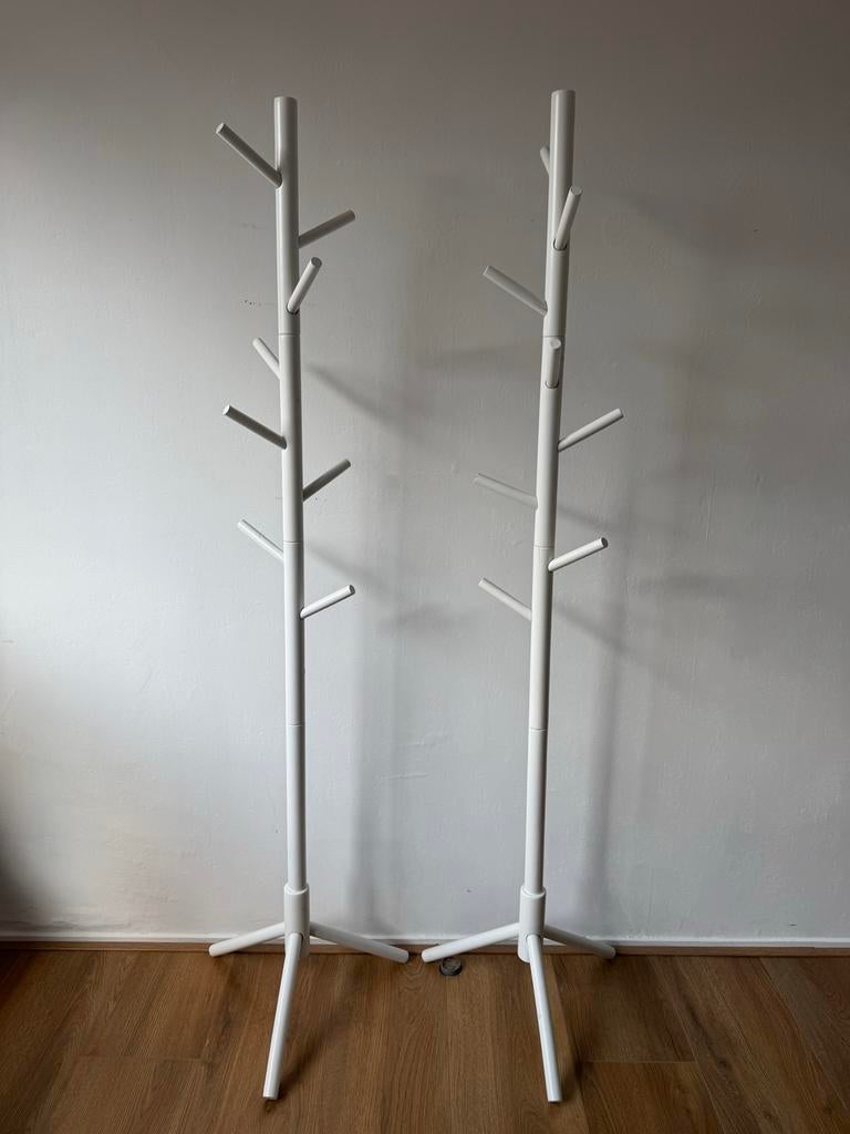 2 witte staande kapstokken, Huis en Inrichting, Woonaccessoires | Kapstokken, Ophalen, Gebruikt, Staande kapstok, 150 tot 200 cm