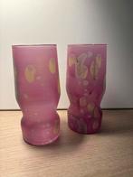Set van 2 unieke Hebron glazen - Roze met geel/wit patroon, Ophalen of Verzenden