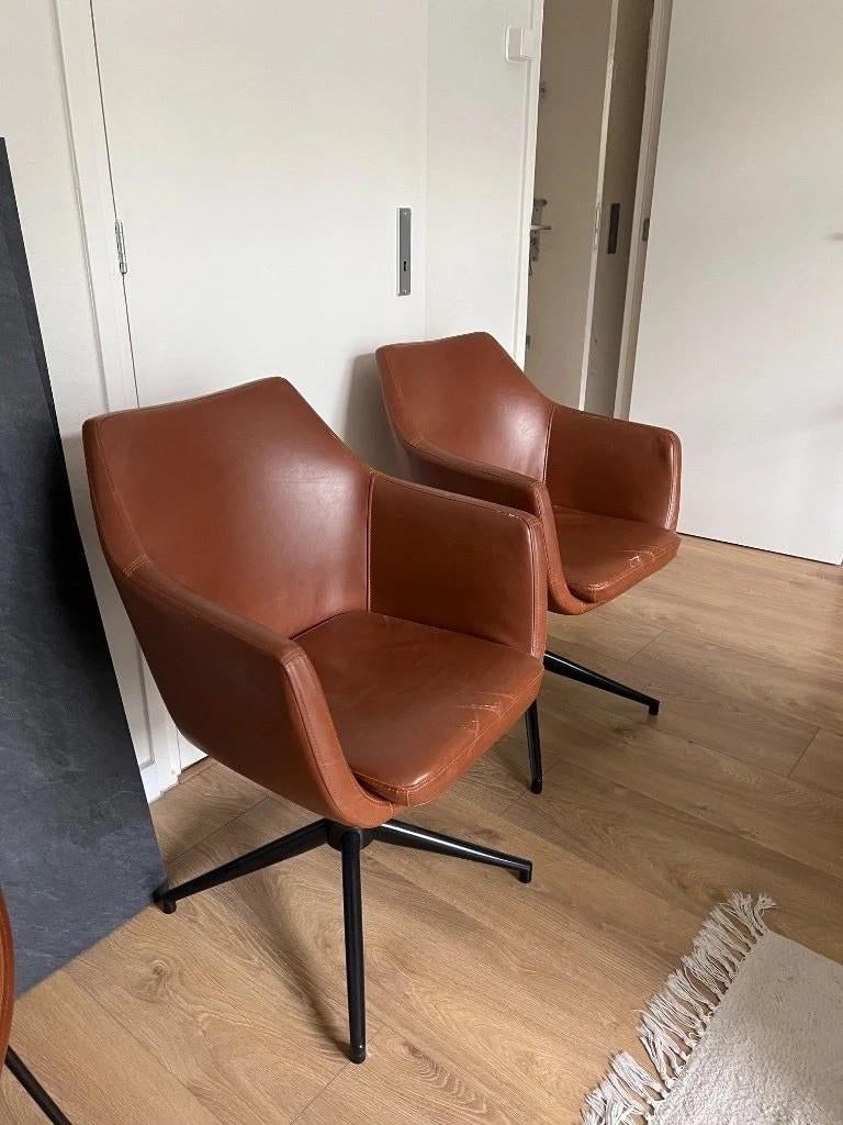 Westwing Draaistoelen Kunstleer met Armleuning, Huis en Inrichting, Stoelen, Ophalen, Gebruikt, Twee, Bruin