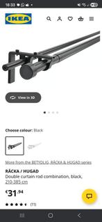 IKEA Räcka/Hugad Gordijnroede - Zwart, Ophalen, 200 cm of meer, Zwart, Zo goed als nieuw