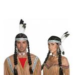 Indiaan pruik met vlechten en tooi uniseks, Ophalen of Verzenden, Nieuw, Carnaval