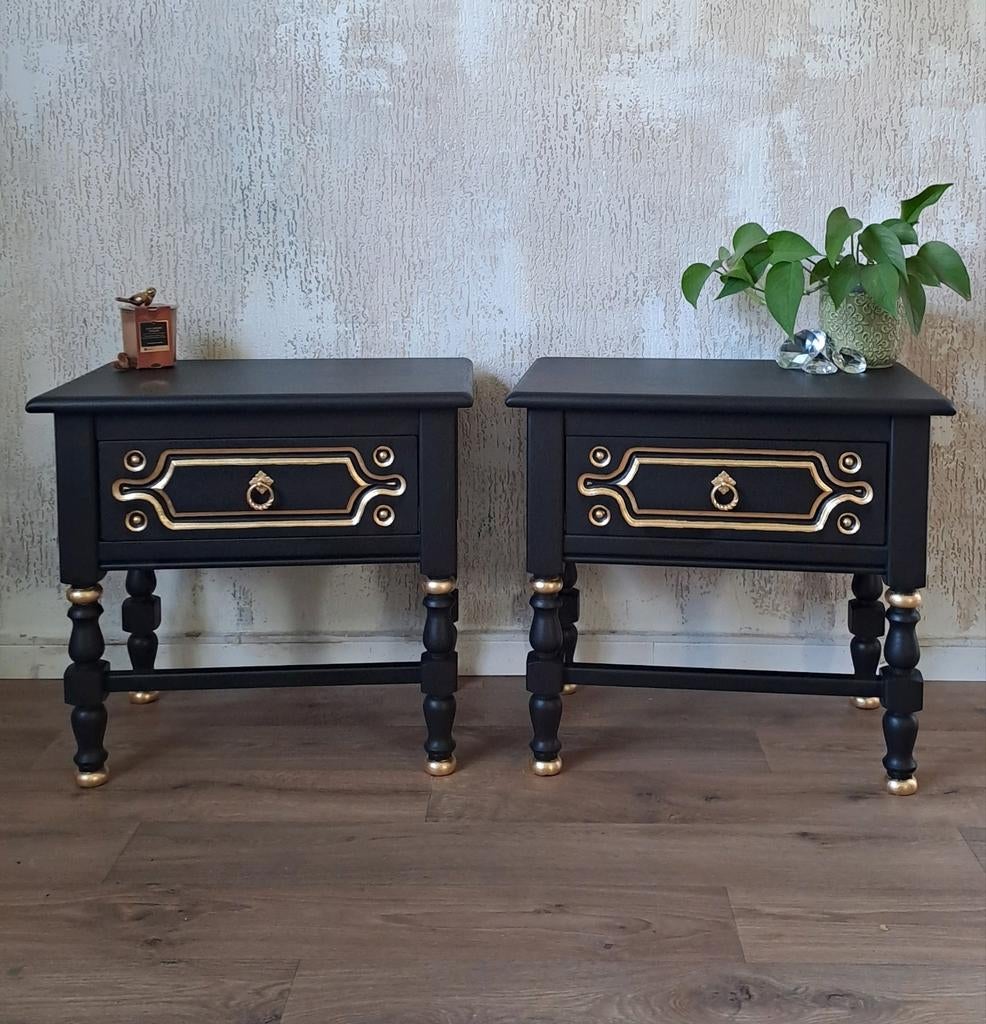 Set nachtkastjes zwart goud, Ophalen, 55 tot 70 cm