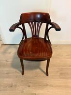 4 houten caféstoelen met armleuningen, Ophalen, Gebruikt, Bruin, Vier