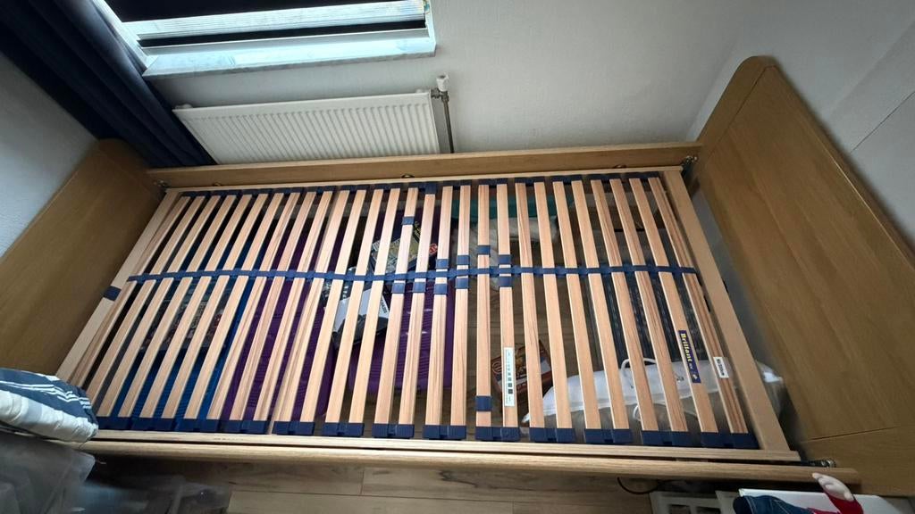 Mooie z.g.a.n seniorenbed, Ophalen, 90 cm, Eenpersoons, Beige