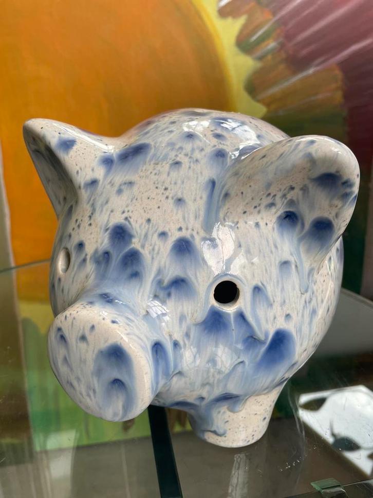 Groot keramisch spaarvarken - Uniek design, Verzamelen, Spaarpotten, Zo goed als nieuw, Dier, Steen, Aardewerk of Keramiek, Ophalen