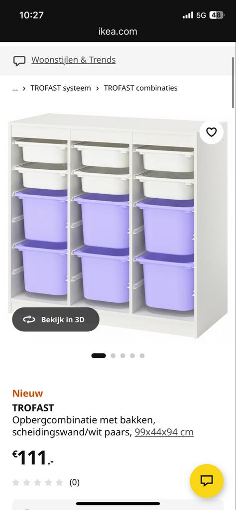 IKEA TROFAST Opbergcombinatie met bakken, wit/paars NIEUW, Ophalen, Nieuw