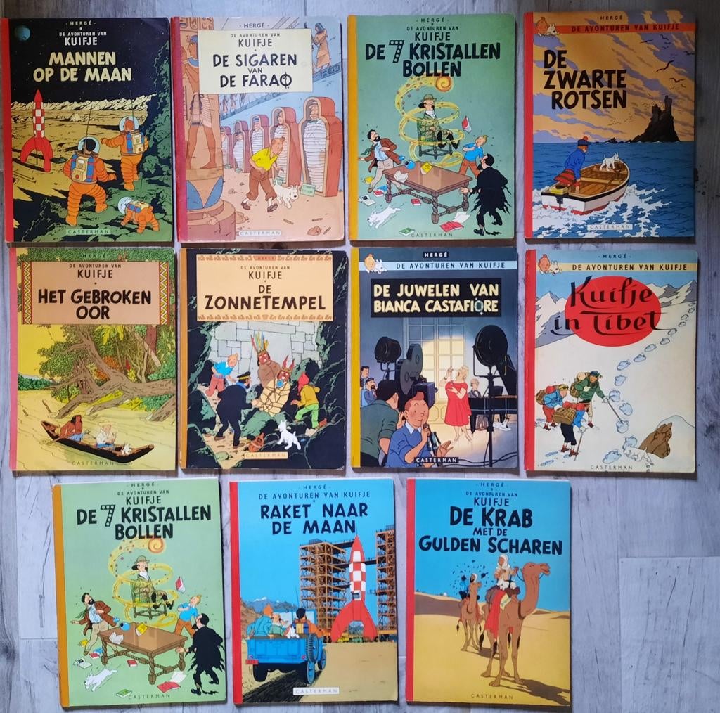 Kuifje reeks 1961-1970 sc linnenrug 11 nette albums, Gelezen, Ophalen of Verzenden, Meerdere stripboeken, Hergé