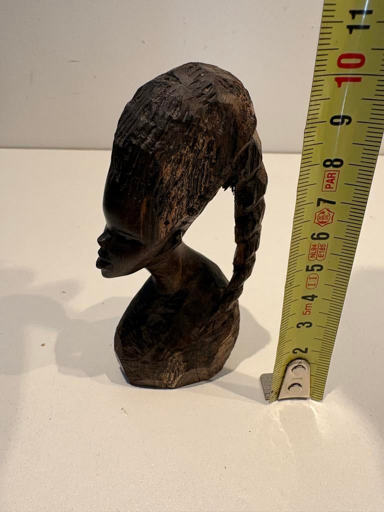 Vintage Afrikaans Ebbenhouten Beeldje - Jaren '60, Minder dan 20 cm, Ophalen of Verzenden, Handgemaakt, Zwart