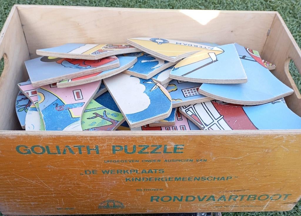Vintage houten puzzel Rondvaartboot, Ophalen