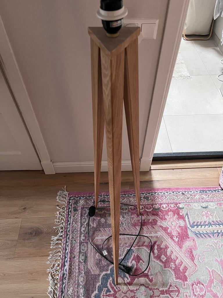 Zuiver Vloerlamp driepoot aluminium houtlook (zonder kap), Ophalen, Gebruikt, Overige materialen, 100 tot 150 cm