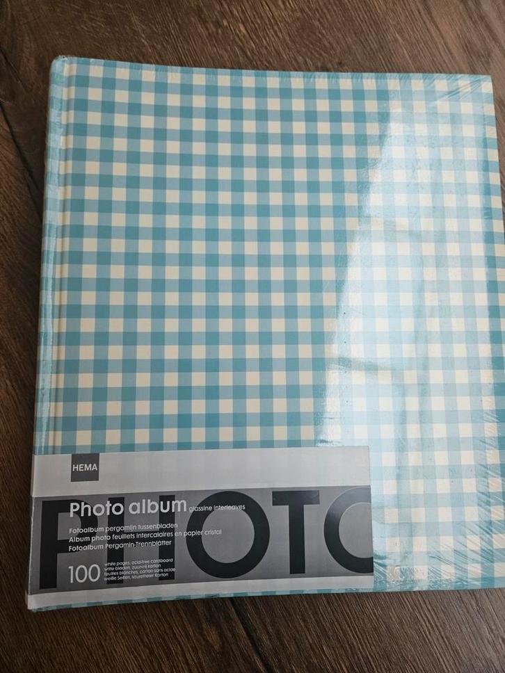 Fotoalbum Blauw Geruit, Audio, Tv en Foto, Fotoalbums en Accessoires, Nieuw, Fotoalbum, Ophalen of Verzenden