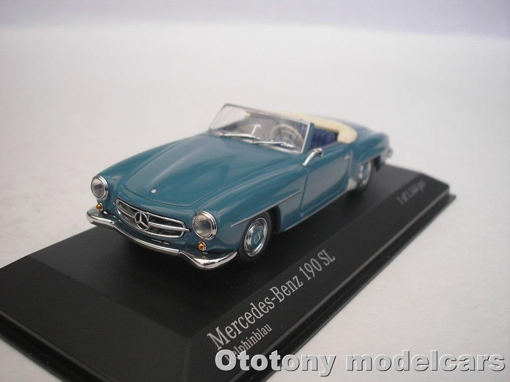 Mercedes Benz 190 SL 1955 - 62 Blauw 1/43 Minichamps, Hobby en Vrije tijd, Modelauto's | 1:43, Ophalen of Verzenden, Nieuw, Auto