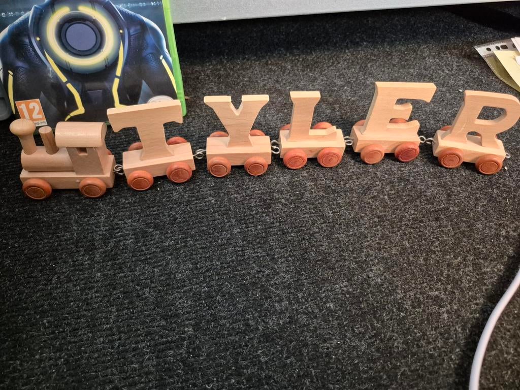 houten naam trein tyler met locomotief, Ophalen of Verzenden, Zo goed als nieuw