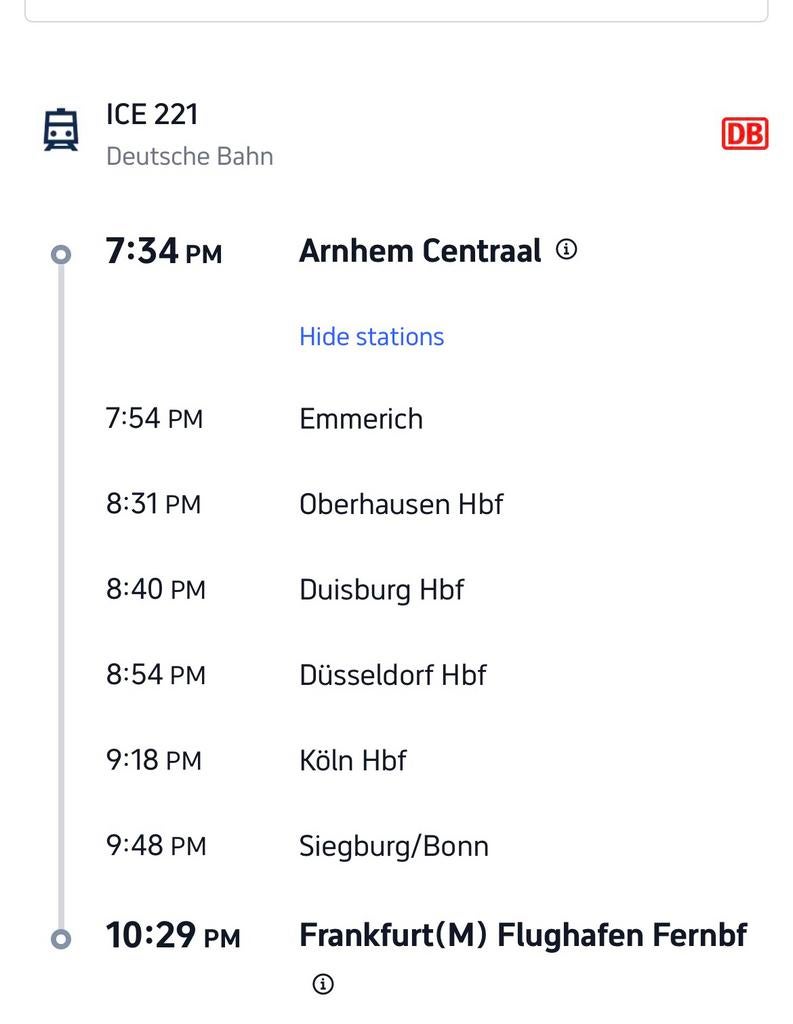 Treinticket Arnhem-Frankfurt, Tickets en Kaartjes, Eén persoon, Trein, Algemeen kaartje