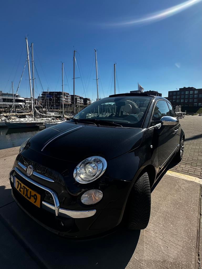 Fiat 500 1.2 C 2012 Zwart Cabriolet Airco, Auto's, 4 cilinders, Zwart, Origineel Nederlands, Handgeschakeld