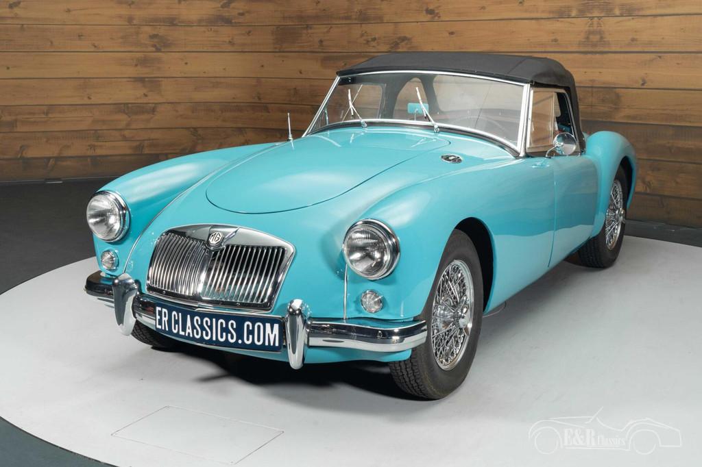 MG MGA Cabriolet | 1958, Auto's, Oldtimers, Achterwielaandrijving, Cabriolet, Blauw, Leder