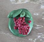 groenen stenen boche met rode druiven struik, Ophalen of Verzenden, Gebruikt, Zilver, Zilver