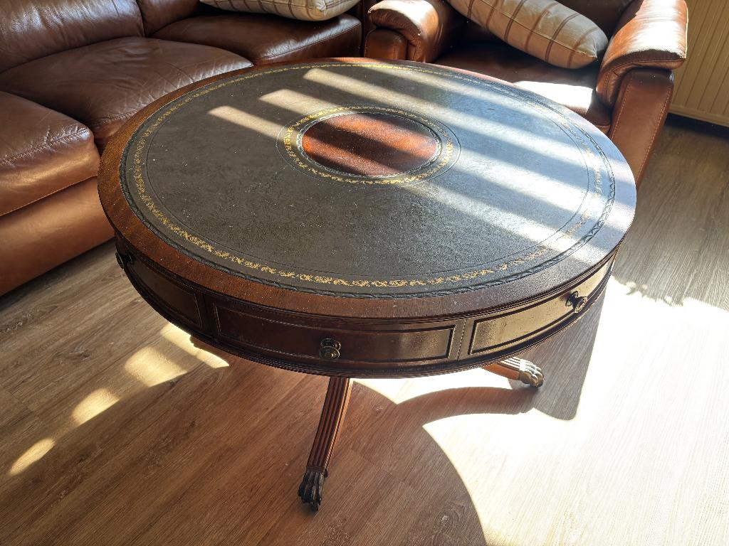 Antieke Salontafel, Ophalen, Gebruikt, 50 tot 75 cm, Rond