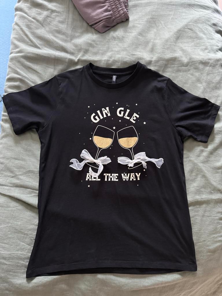 Kerst shirt, Maat 38/40 (M), Zwart, Ophalen of Verzenden, Korte mouw