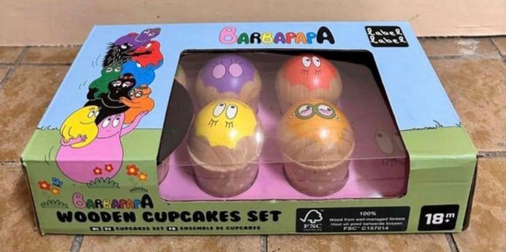 Nieuw Houten Barbapapa Cupcake Set / Label Label, Kinderen en Baby's, -, -, Overige typen, Nieuw