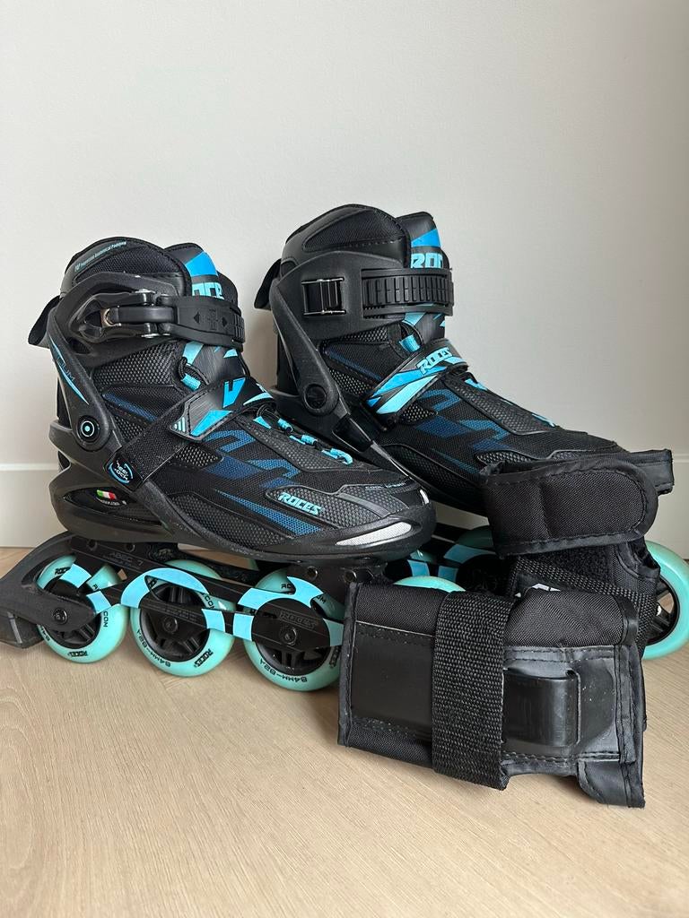 Roces Helium Inlineskates Zwart/Blauw Maat 41 + Polsbescherm, Ophalen, Gebruikt, Inline skates 4 wielen, Heren