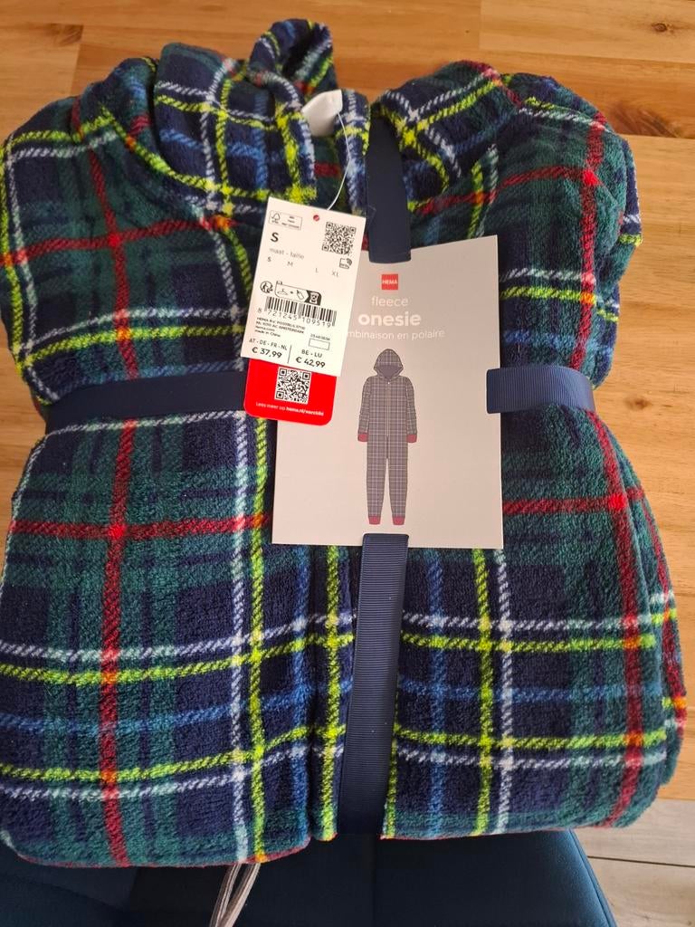 Onesie fleece maat S Hema geruit, Kleding | Dames, Pyjama's, Hema, Ophalen of Verzenden, Nieuw, Maat 36 (S)