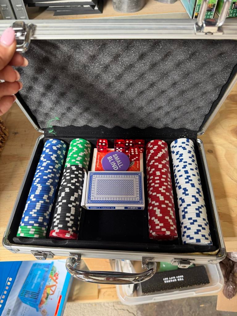 Pokerset in aluminium koffer, Vijf spelers of meer, Ophalen, Gebruikt