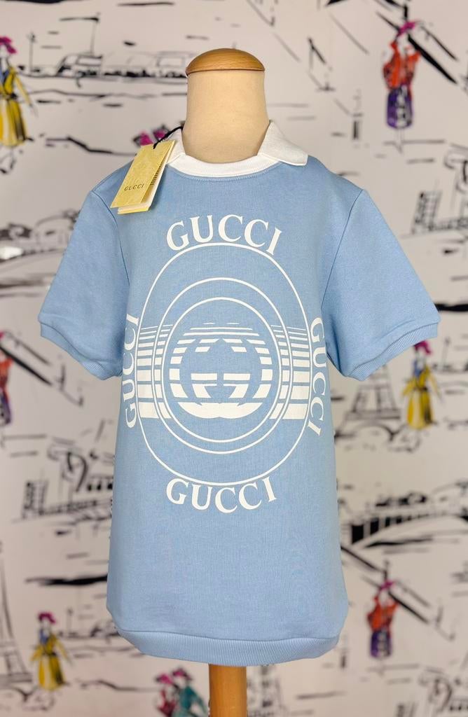 Gucci babyblauwe logo zomer jurk maat 4 NIEUW, Kinderen en Baby's, Customercare@gucci.com, Jurk of Rok, Gucci, Verzenden