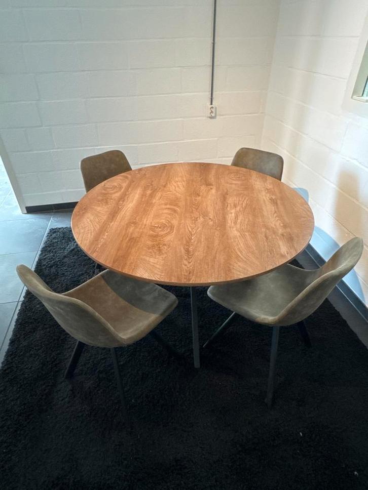 Ronde eettafel met 4 stoelen - Modern design, Huis en Inrichting, Tafels | Eettafels, Zo goed als nieuw, 50 tot 100 cm, 100 tot 150 cm