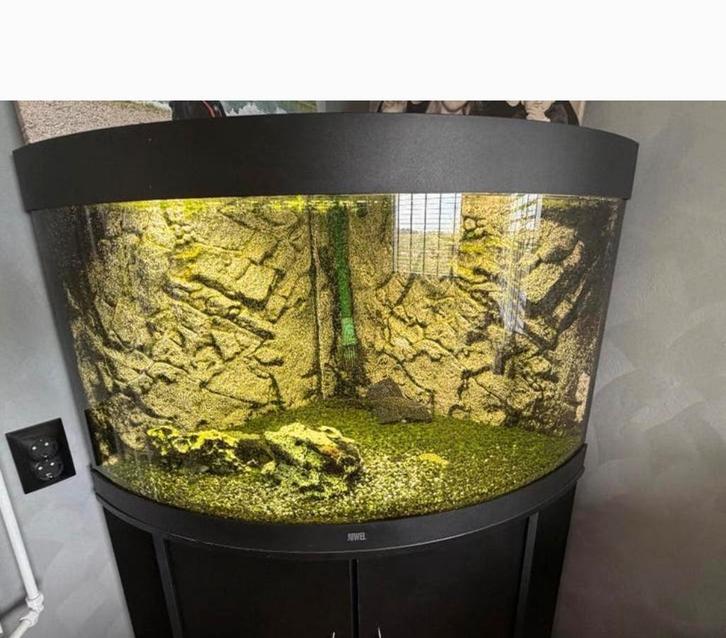 MOOI JUWEL hoekaquarium LED 350L rond 90br met meubel TRIGON, Dieren en Toebehoren, Vissen | Aquaria en Toebehoren, Zo goed als nieuw