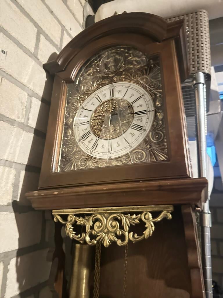 Antieke staande klok - deurglas gebroken, Antiek en Kunst, Ophalen of Verzenden