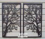 NIEUW super mooie metalen wanddeco 2 luik elk deel 75x41cm, Metaal, Zwart, Nieuw, Ophalen of Verzenden