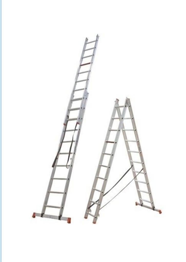 Altrex ladder met stabiliteitsbalk 2 x 12, Ophalen, Zo goed als nieuw, Ladder, Opvouwbaar of Inschuifbaar