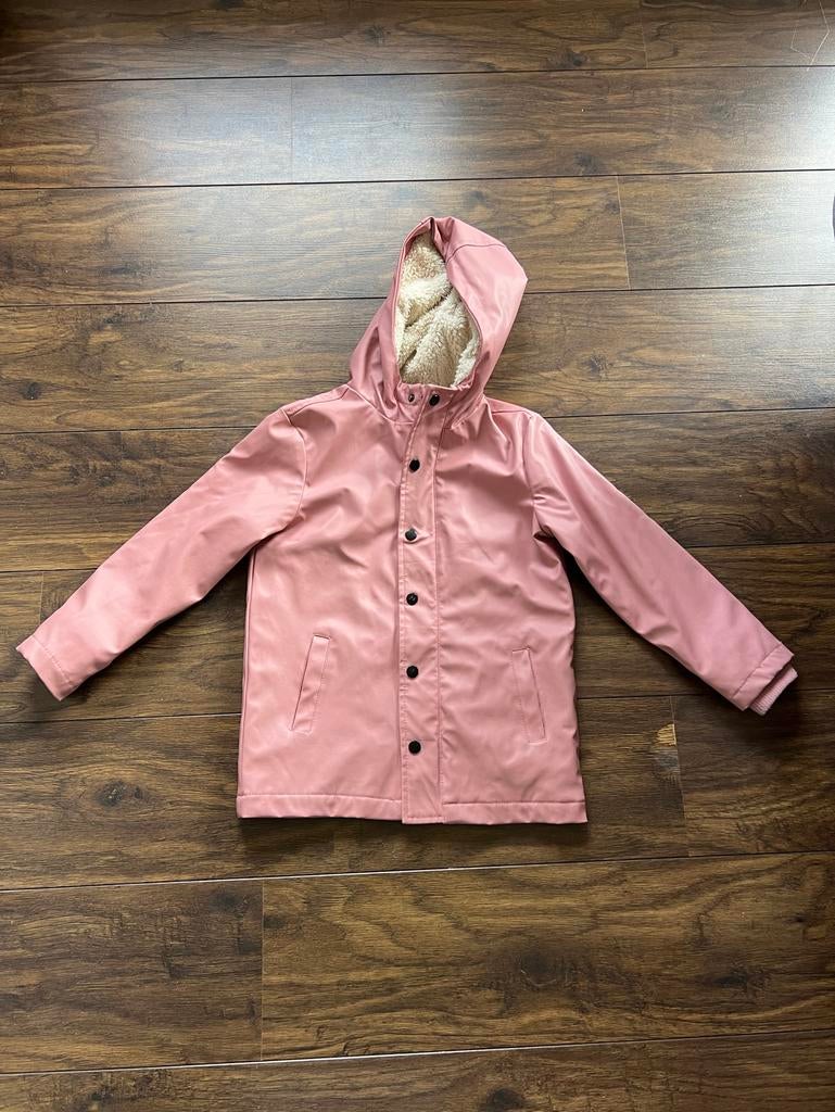HEMA meisjes regenjas gevoerd roze maat 122/128, Ophalen of Verzenden, Gebruikt, Meisje, Jas