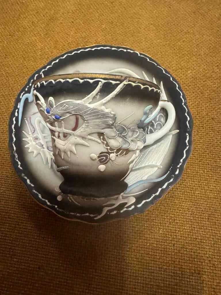 Antieke chinese kop en schotel Moriage Dragon, Antiek en Kunst, Ophalen of Verzenden