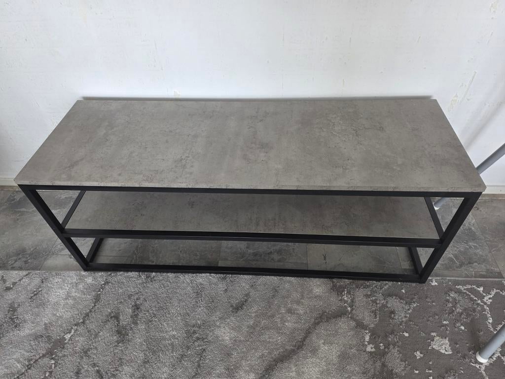 Industriële TV-kast / Salontafel met metalen frame, Ophalen, 100 tot 150 cm, Overige materialen, Zo goed als nieuw