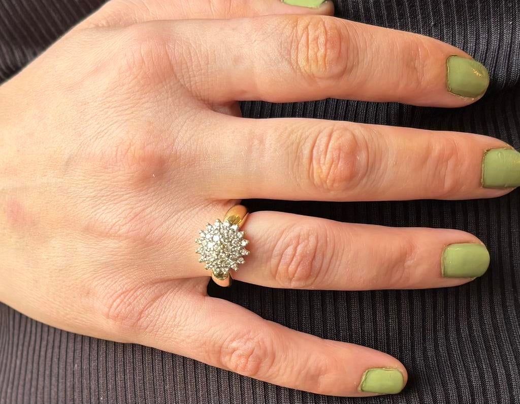 35 diamanten luxe 14k gouden rozet dames ring briljant, 18 tot 19, Voordeelsieraden, Verzenden, Nieuw