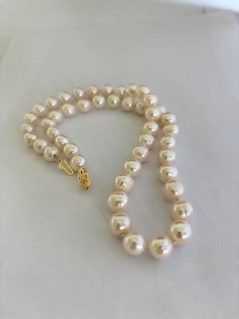 Bloedmooie Parel Ketting met Akoya Witte Parels 9mm 14K Goud, Ophalen of Verzenden, Nieuw, Wit, Goud