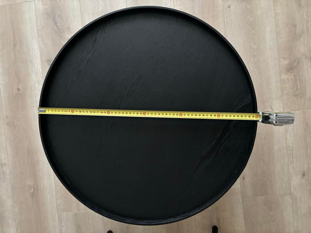 Set van 2 Woood bijzettafels, zwart, rond, Huis en Inrichting, Tafels | Bijzettafels, Ophalen, Minder dan 45 cm, Minder dan 55 cm