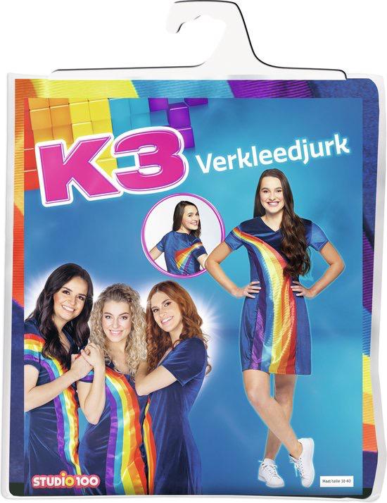 K3 verkleedkleding - Jurkje volwassenen regenboog Maat 38/40, Ophalen of Verzenden, Zo goed als nieuw
