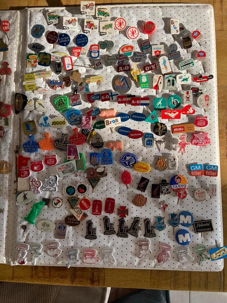 Speldjesalbum met veel verschillende speldjes, Verzamelen, Speldjes, Pins en Buttons, Gebruikt, Speldje of Pin, Overige onderwerpen