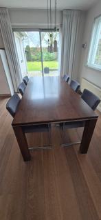 Eiken eettafel met 6 Topform stoelen, Ophalen, Gebruikt, Modern, 6 tot 8 stoelen