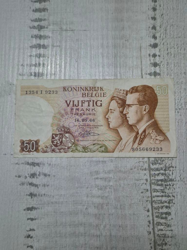 Belgisch biljet 50 Frank 1966 - Boudewijn & Fabiola, Postzegels en Munten, Bankbiljetten | België, Ophalen of Verzenden, Los biljet