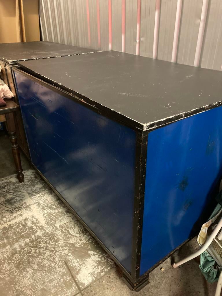 Twee stevige verhuisbakken met rijdend onderstel, Ophalen, Overige materialen, Gebruikt, 75 tot 100 cm