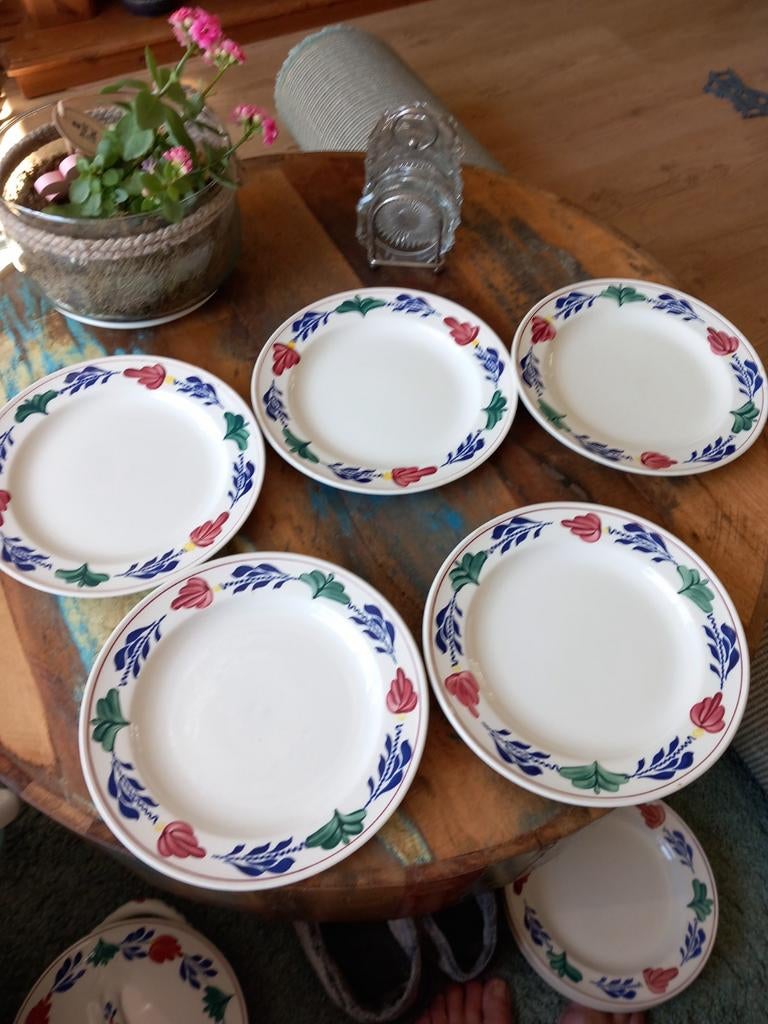 Boerenbont ontbijtbordjes - 5 stuks - Boch stempel, Huis en Inrichting, Keuken | Servies, Ophalen